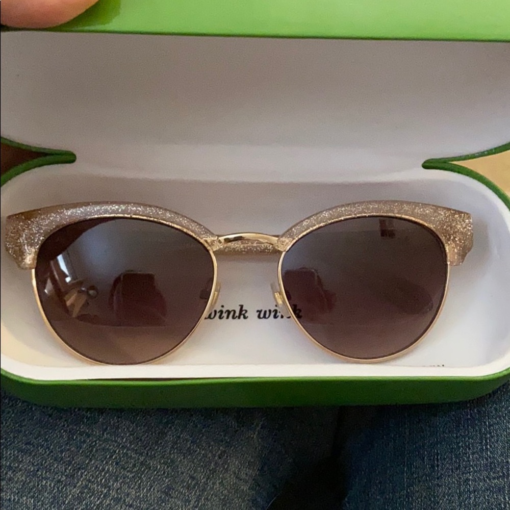 NWOT KATE SPADE PINK GLITTER CAT EYE SUNGLASSES